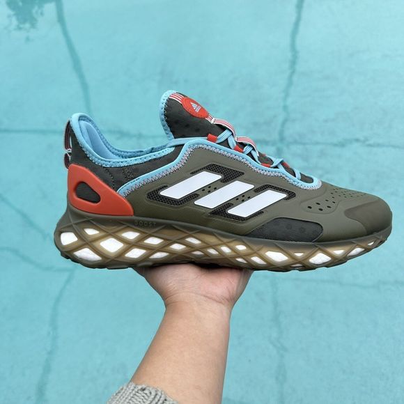 Adidas Web Boost Low Olive Strata Halo Blue Men's Athletic Shoes HQ6170 - Picture 2 of 12